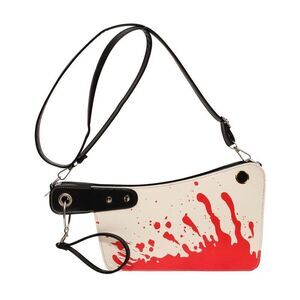 Meat Cleaver Purse Crossbody Wristlet--White w/Blood Splatters Handbag Halloween